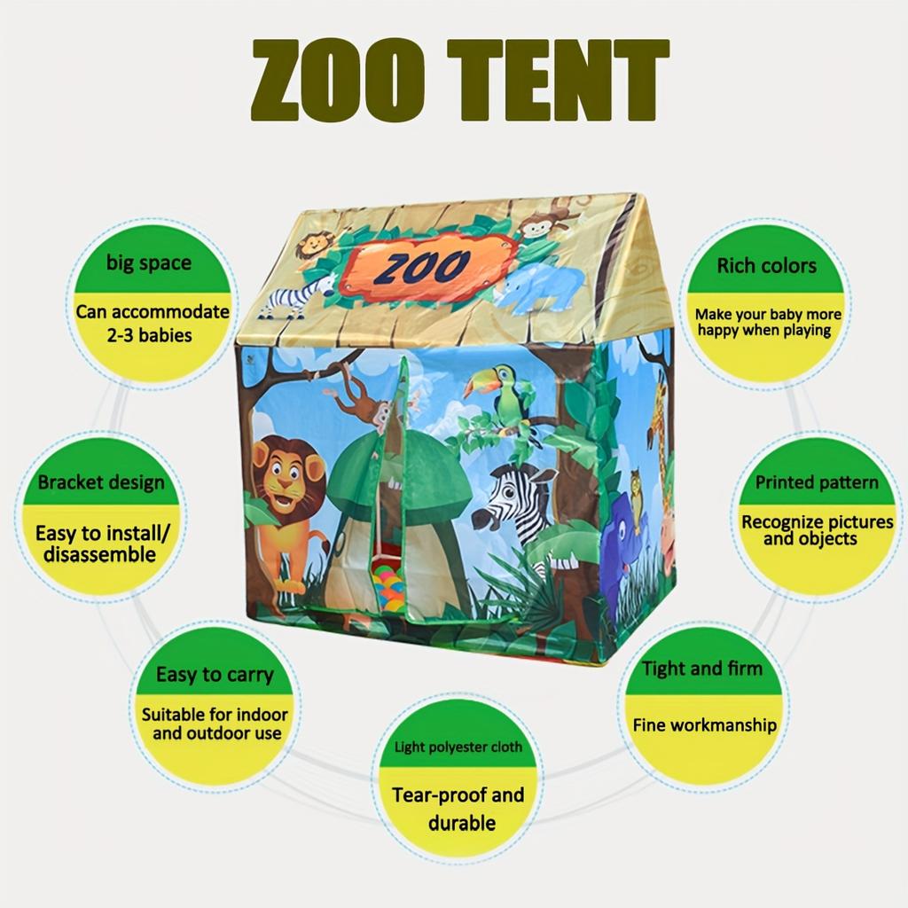 Детская игровая палатка для дома, Большая детская палатка для улицы, Легко переносить и устанавливать, Большая комната для ползания, День рождения, Рождество