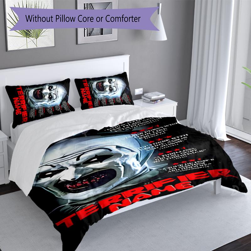3pcs Custom Name Terrifier Bedding Set,Includes 1 Duvet Cover and 2 Pillowcases,All-season Bedroom Decor