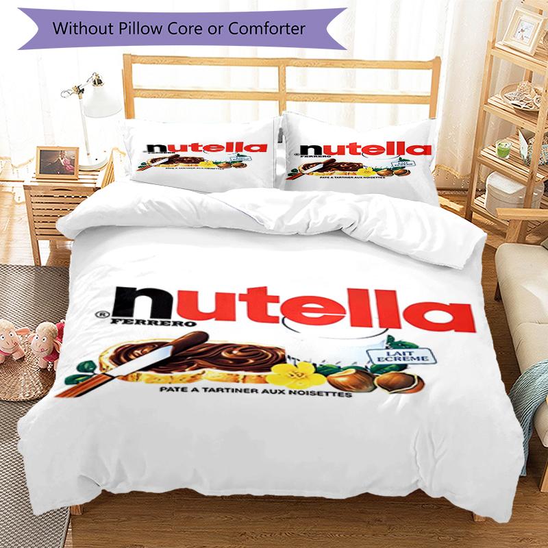 3pcs Nutella Bedding Set Duvet Cover Closure Includes 1 Duvet Cover & 2 Pillowcases, Soft and Comfortable for All Seasons.