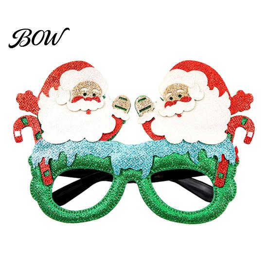 Santa Claus Party Glasses Christmas Glasses, Glitter Holiday Frames, Hat Tree Snowman Bear Funny Eyeglasses for Favors Gingerbread Man