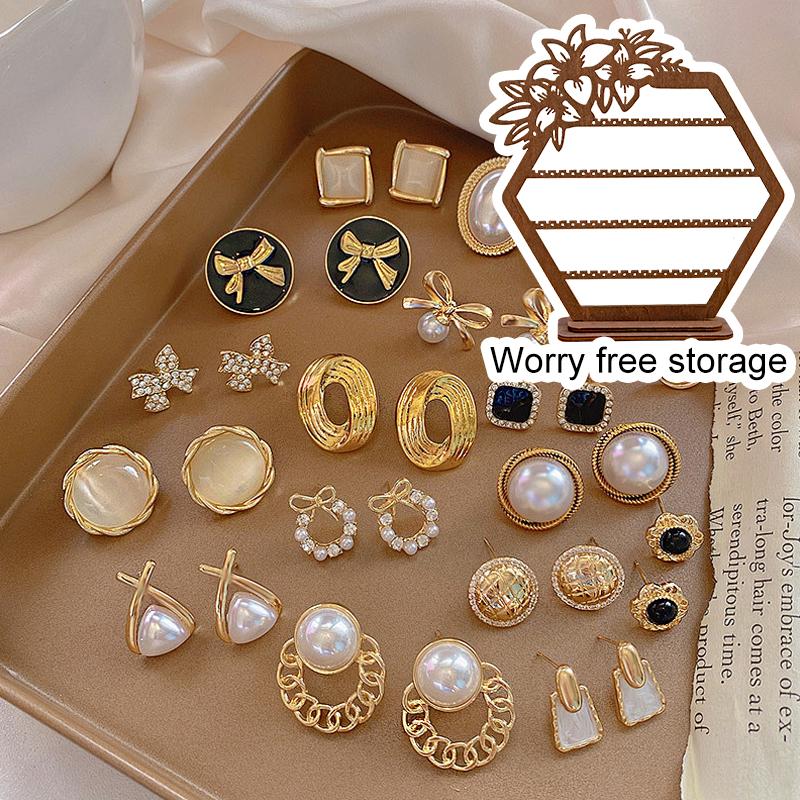 1 шт. Настольное украшение Легко собирается Деревянные зажимы для ушей Подставка-держатель для серег Большая вместимость