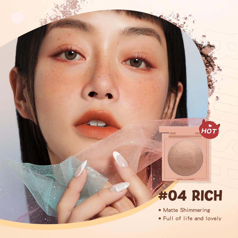 Румяна с тиснением и градиентом, палетка мягких и гладких оттенков, кремовые румяна, высокий пигмент, розовые блестящие тени для лица, пудра для макияжа