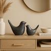 Creative Grey Glossy Ceramic Birds Figurines Home Decorations Accessories Party (Pack of 2)
