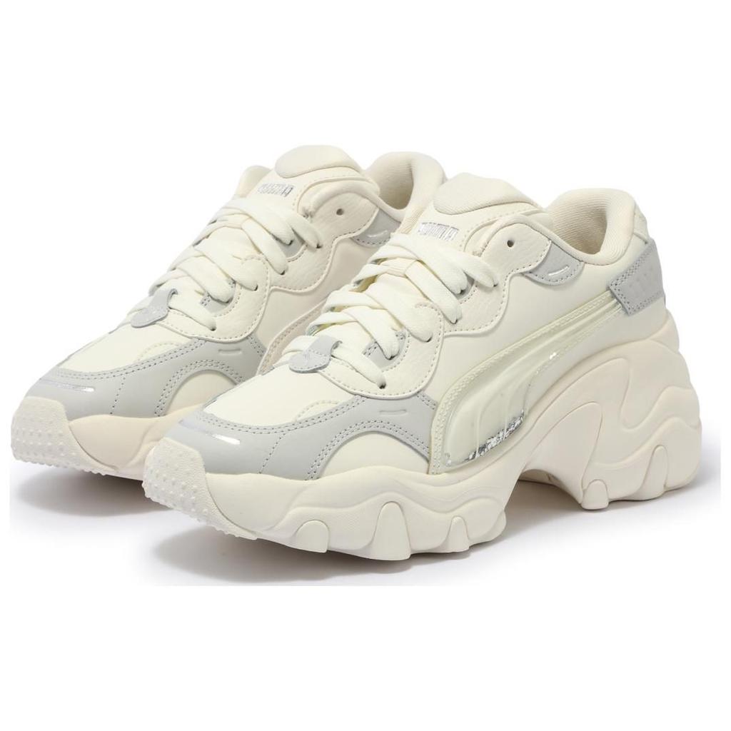 Puma Pulsar Клин Устойчивые к истиранию Низкие Кроссовки на массивной подошве Женские Белый Серый Серебристый 400978-01