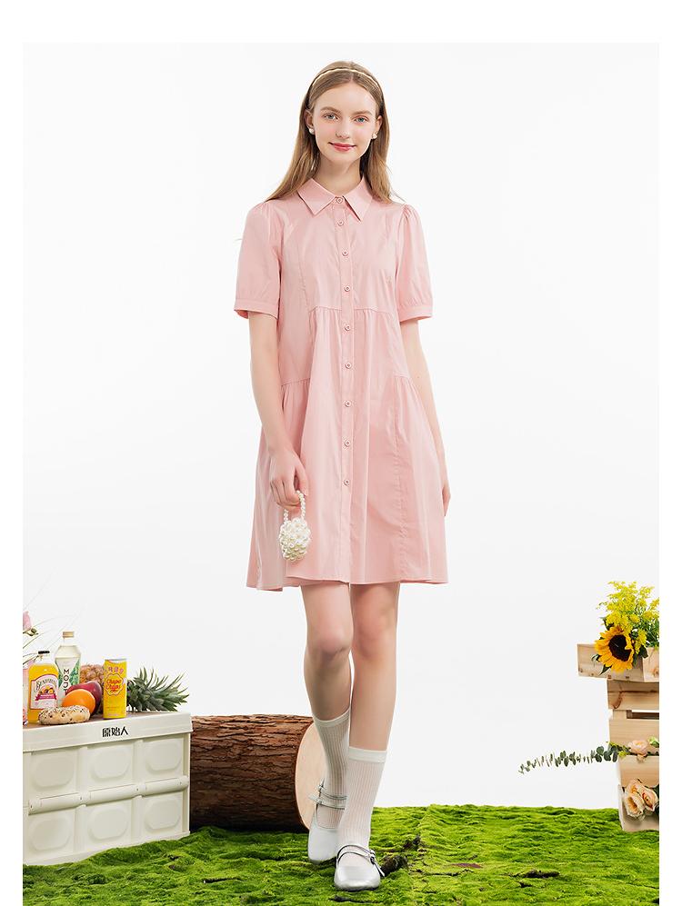 Lagogo new elastic and comfortable temperament solid color dress for women