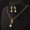 2 шт./компл. женский комплект ювелирных изделий искусственный жемчуг стразы инкрустированное ожерелье серьги-подвески комплект свадьба