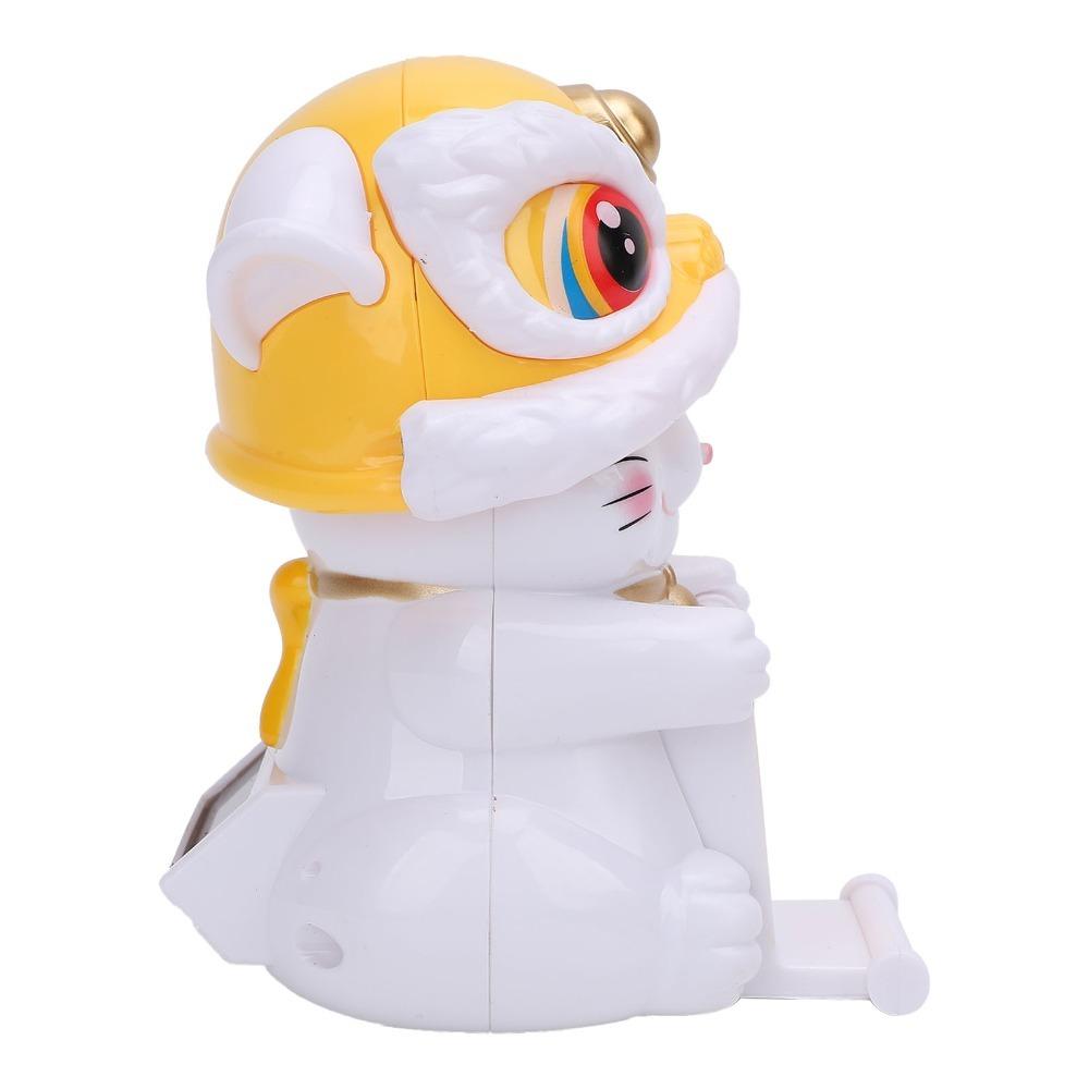 Red & Yellow Solar Nodding Lion Dance Cat Car Dashboard Cat Decor Car Interior Decor