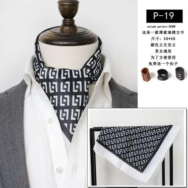 Cotton and Linen Men's Artistic Retro Scarf Korean Spring Autumn Winter Scarf Hip Hop Street Style Scarf Small Square Towel