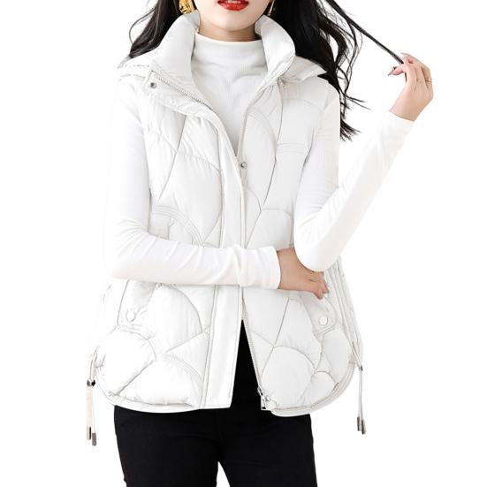 Женский хлопковый жилет с воротником-стойкой, капюшоном, без рукавов, свободный крой, однотонный, с застежкой-молнией, короткий жилет, верхняя одежда