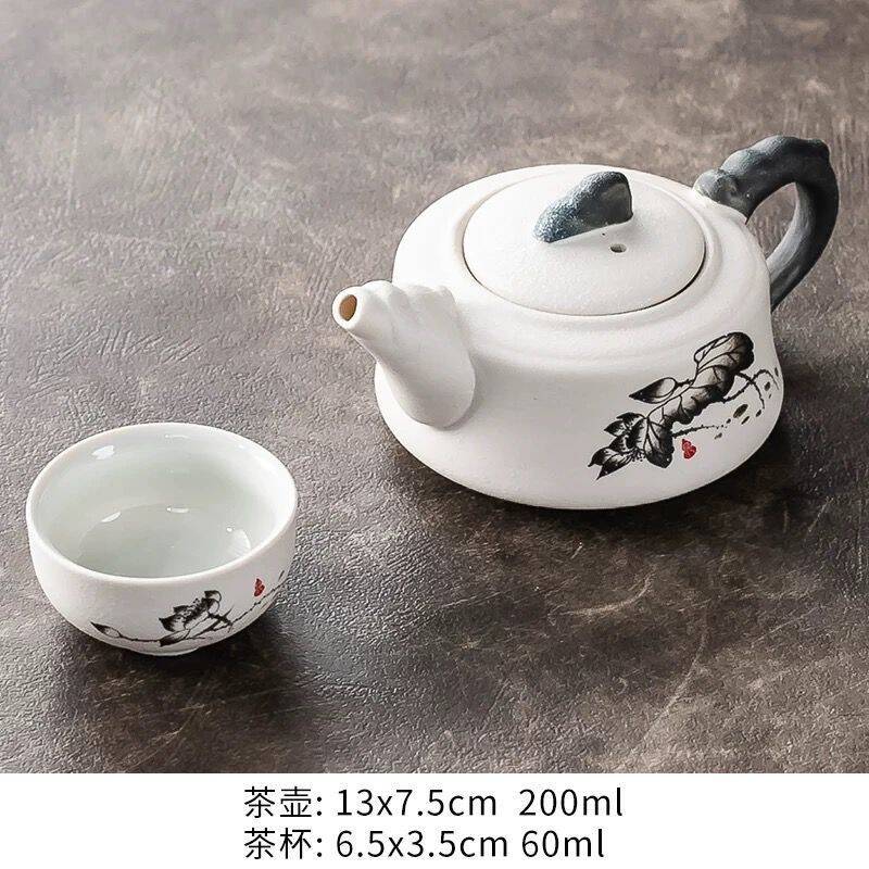 Simple one pot four cups snowflake kung fu tea set ceramic cheap set teacup teapot dragon pot souvenir gift small gift