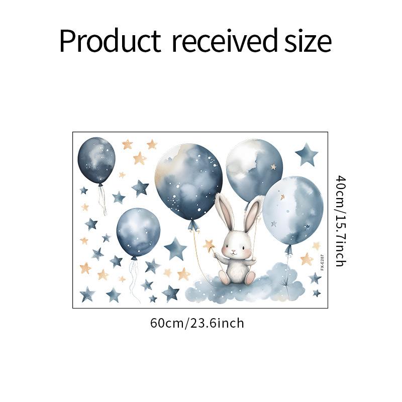 Наклейки на стены из воздушных шаров с изображением кролика и звезды, детская комната, детский сад, фоновые украшения, наклейки на стену