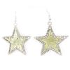 [R3351] - Silver Beige 'Stars' Earrings - 55x37 Mm
