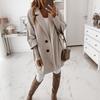 Women Casual Autumn Winter 45720 Sleeve Pockets Buttons Long Coat Loose Jacket