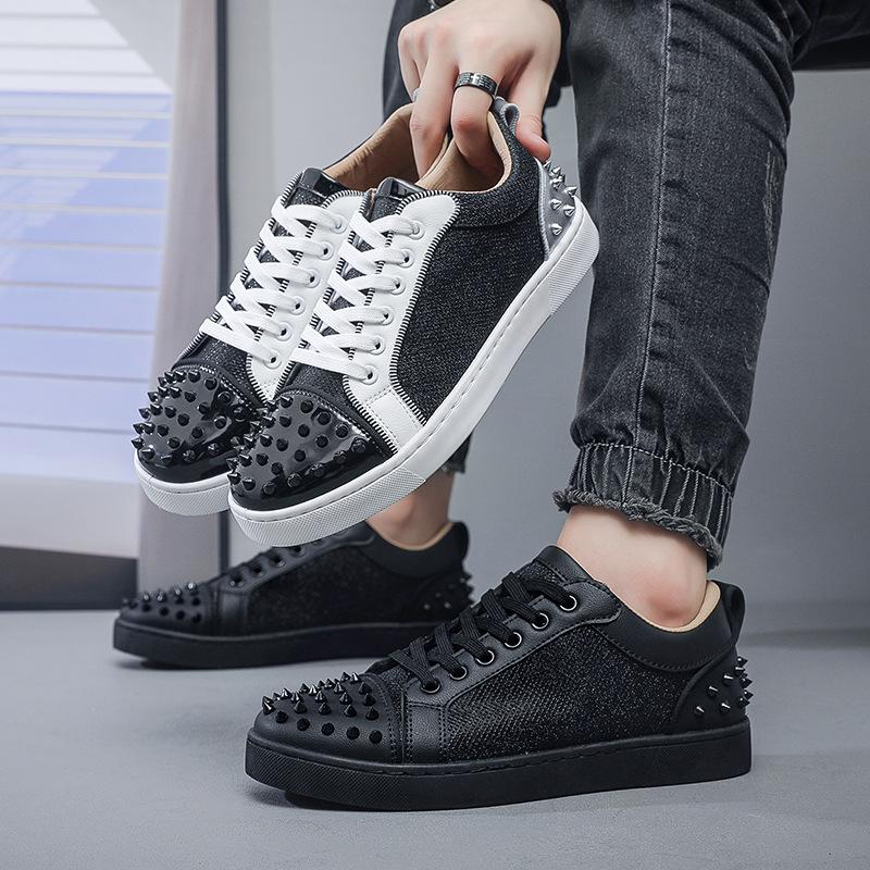 Latest Men's Fashionable Casual Rivet Board Shoes for Spring and Autumn Outdoor Sports Shoes Breathable and Comfortable Sneakers