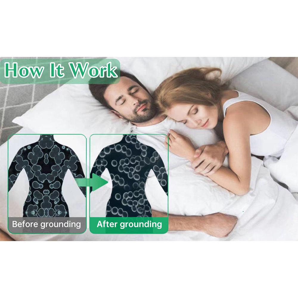 Заземляющий коврик для кровати Противоскользящая накладка из ПУ кожи с заземляющим шнуром Улучшает сон Снимает стресс и боль