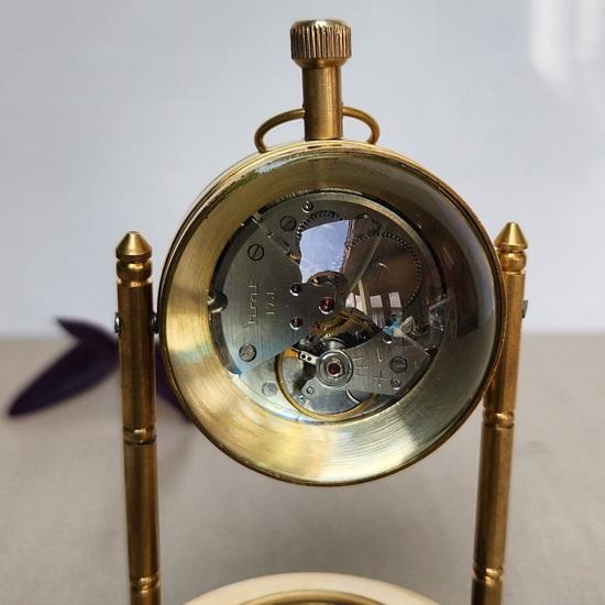 12.7 Cm Maritime Shinny Brass Dome Lens Table Desk Clock with Compass Christmas Gift Décor Halloween Décor Brass Mechanical Desk Clock