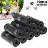 15 Rolls (225pcs) Dog Poop Bag Disposable Pet Garbage Bag Dog Garbage Bag Design Pet Poop Cleaning Bone Bag Dispenser Tool