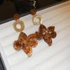 Maillard Style Coffee Colored Geometric Flower Heart Earrings Fashionable Temperament Earrings Retro High-end Earrings
