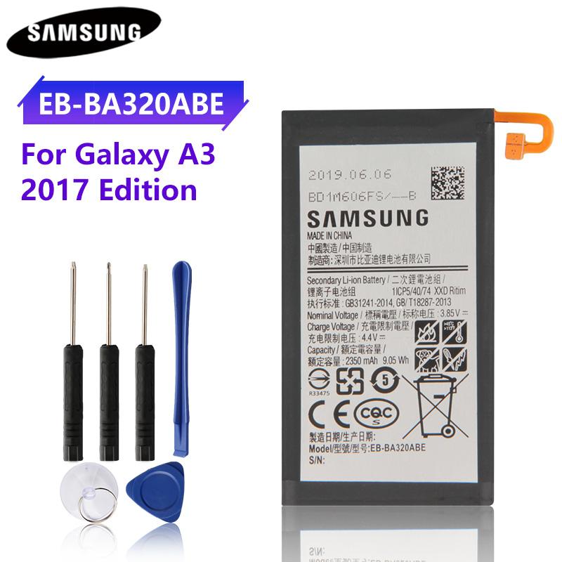 Оригинальный сменный аккумулятор для Samsung GALAXY A3 2017 Edition A320 A320FL A320F A320F/DS A320Y/DS A320Y EB-BA320ABE Аккумулятор 2350 мАч