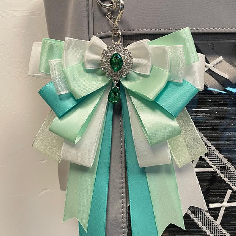 Aesthetic Satin Ribbon Bow Pin Ita Bag Charm for K-pop Kawaii Concert Clip Decoration Cute Lanyard Keychain Organizer Charm
