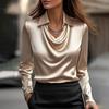 Foreign Trade Style Elegant Printed Simple Swing Collar Shirt Women's Top