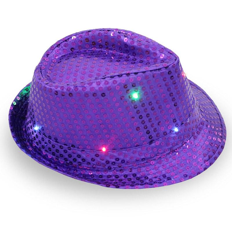 Led Light Up Jazz Hat Cowboy Hat Stage Performance Party Accessory With Replaceable Battery And Long Working Time