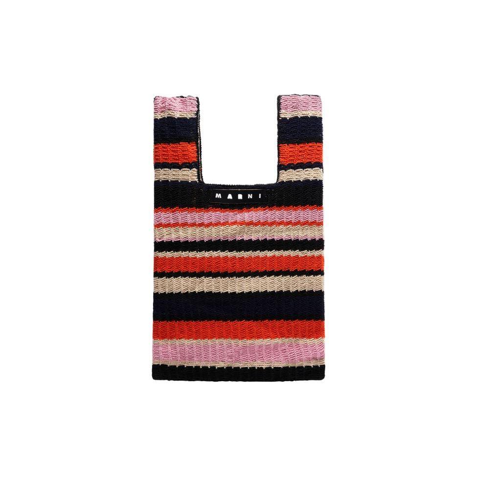 Marni Рыбные пакеты для рынка Вязаный Craft Плетеная полосатая ткань Рыбная сумка-тоут Маленькие женские сумки-тоут Красный Черный Розовый SHMH0011Q0FC001STN99