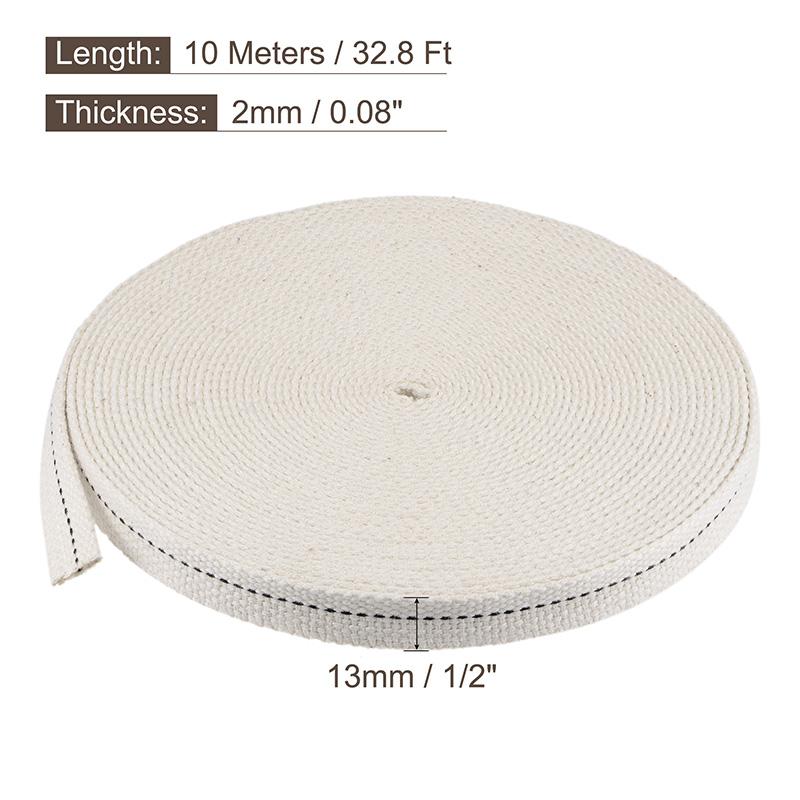 Uxcell 10 метров Фитиль для керосиновой лампы Плетеный хлопковый Фитиль для масляной лампы Сердцевина фитиля Плоский хлопковый Для освещения масляной лампой Изготовление фонарей