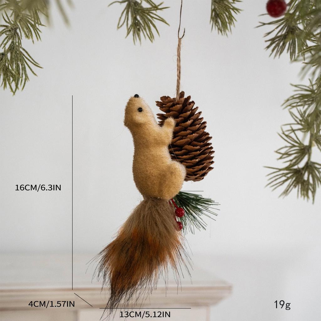 Christmas Squirrel Decoration Christmas Tree Pendant Party Decoration Cute Hairy Decorations
