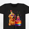 8th Birthday Custom Dog Shirt, Cute Dog with Birthday Cake T-Shirt for 8 Year Old, Fun Birthday Party Shirt, 8th Celebration Tee,