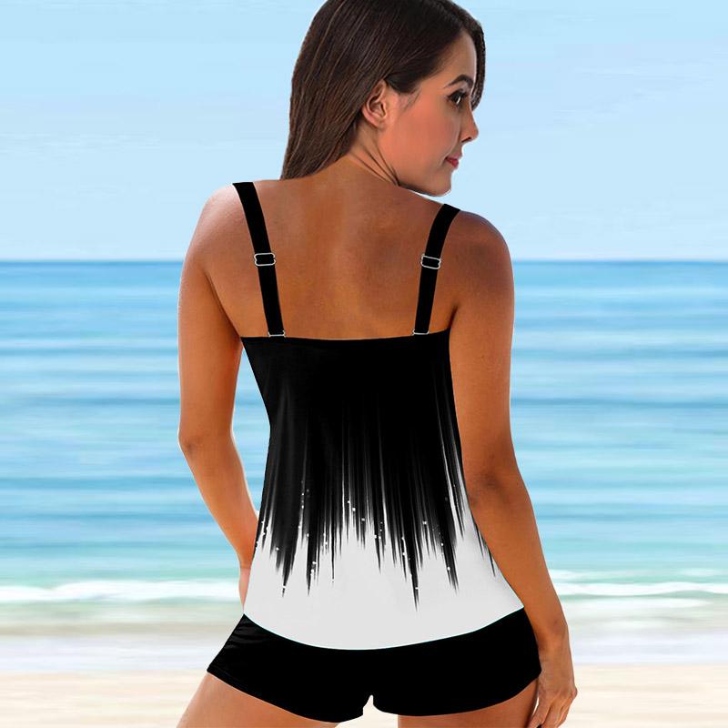 Женские купальники танкини, купальник из 2 предметов, розовый градиент, метеоритный принт, отпускные купальные костюмы