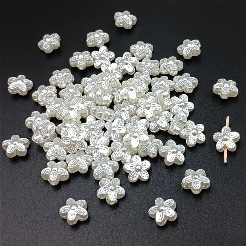 50/100 шт. модные перфорированные цветочные украшения, аксессуары, трехмерные бусины из искусственного жемчуга ABS, ожерелье, браслет, ручная работа