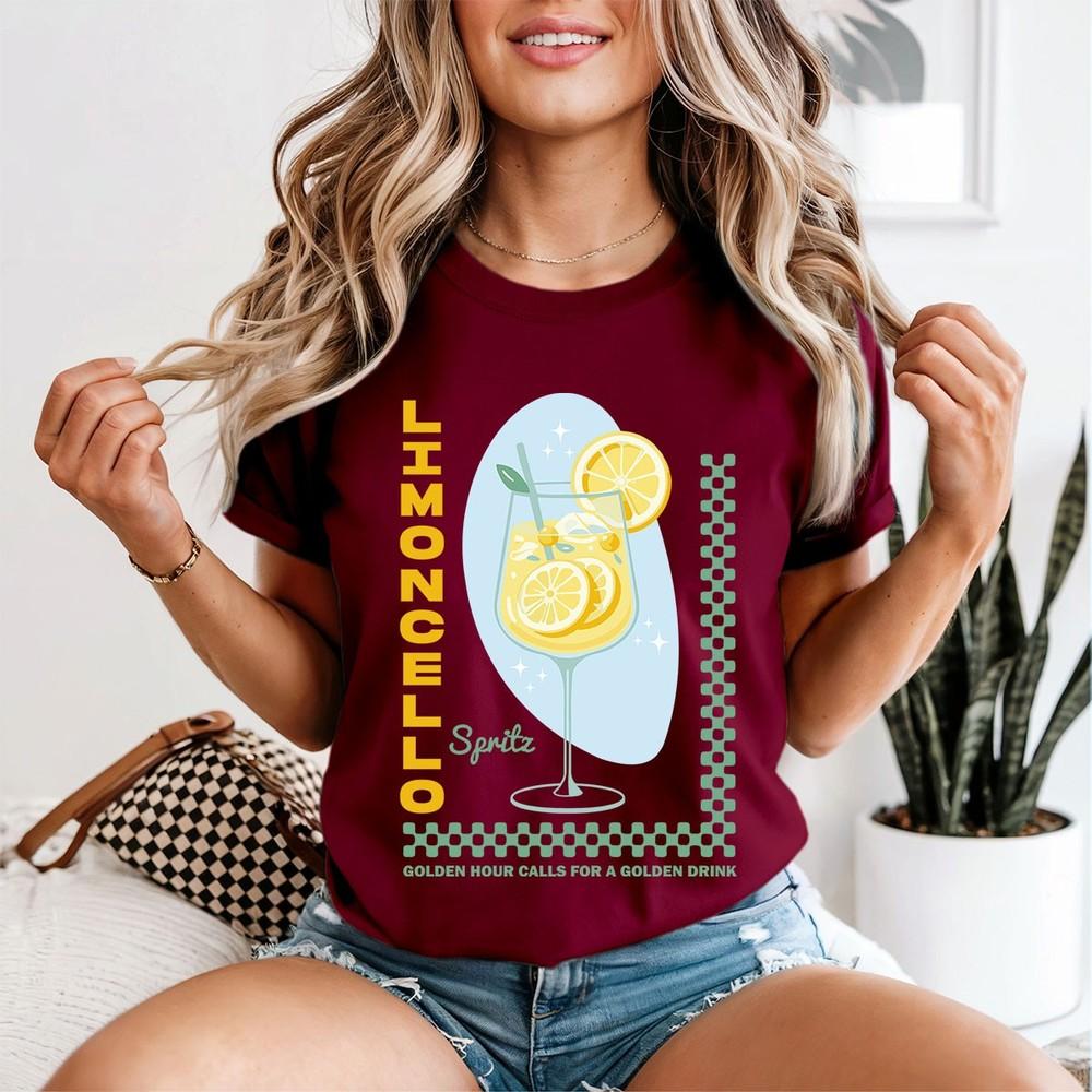 Limoncello Spritz Cocktail Food Drink Unisexs TShirt Golden Hour Lemon