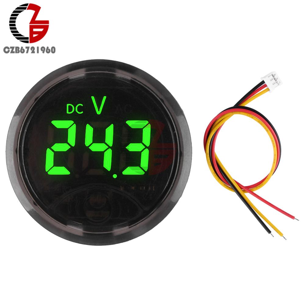 DC 7-120V DC 0-120V Светодиодный Дисплей Вольтметр Круглый Двух/Трехпроводной Панельный Вольтметр DC Сенсорный Тестер Напряжения для Автомобиля Лодки Морской