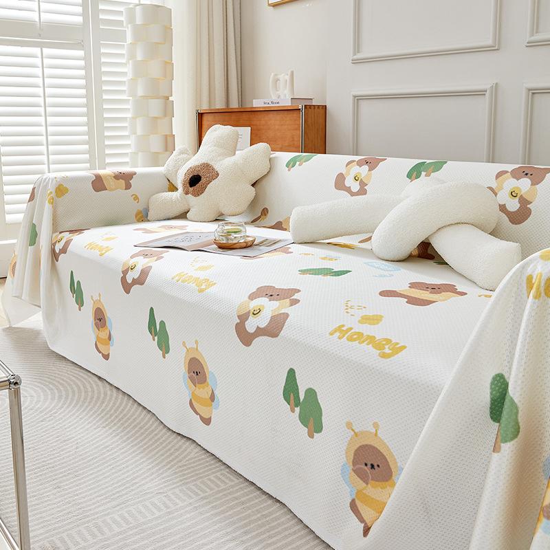 Ледяной шелк, чехол для дивана, лето, лето, милый мультфильм, полотенце для дивана, универсальный универсальный кожаный чехол для дивана, полное покрывало, одеяло