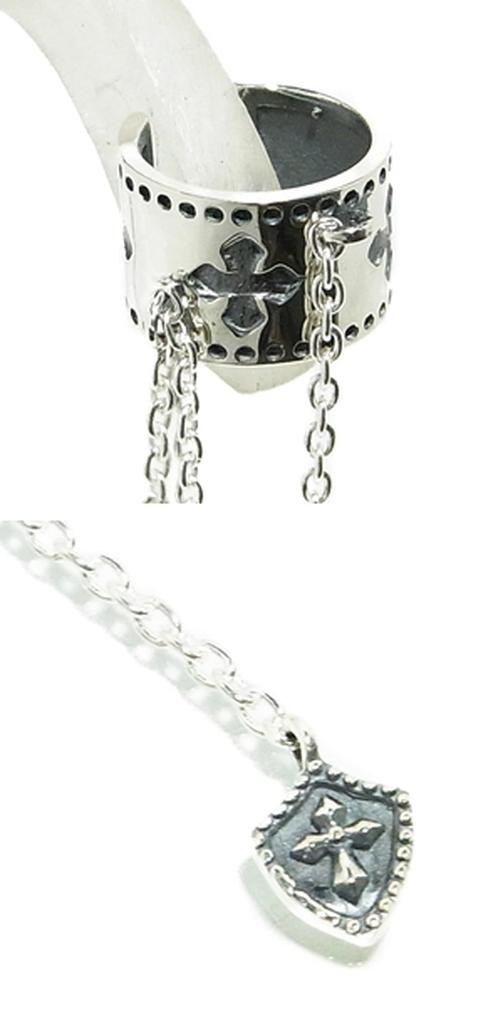 Синдзюку Гиннокура Цепочка Крест Щит Серьги Кафф Крест Встряхивание Серебро 925 (1P) Мужской