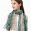 Ladies Shawl Scarf Color-Blocking Pleated Design Versatile Scarf Autumn Winter Outdoors Commuting Long Scarf