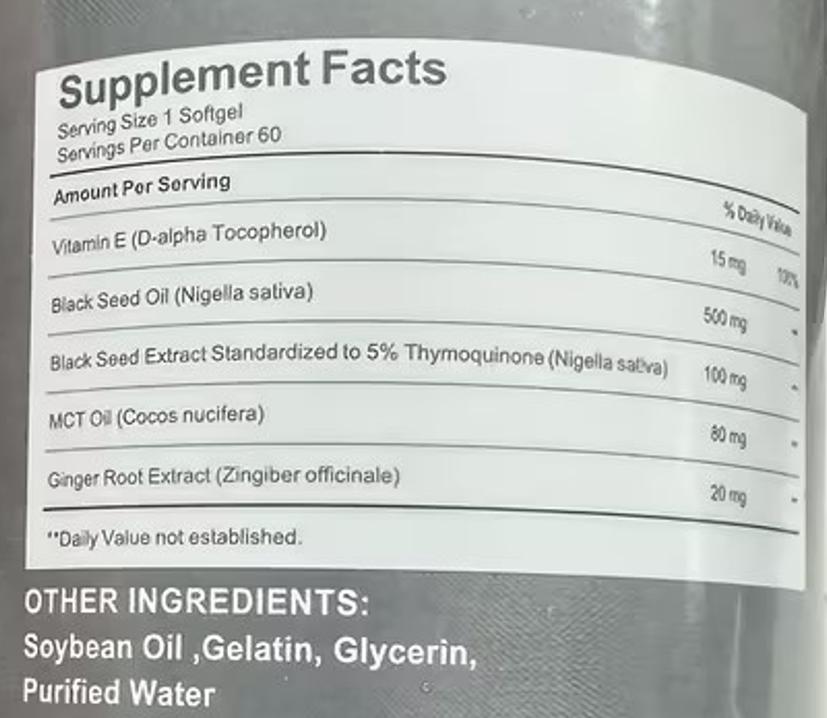 Black Seed Oil Softgels for Immune Health & Digestive Support