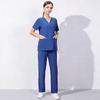 2 Pieces Outfits Women Nursing Working Tops+Loose Pants Nurse Suit Short Sleeve Quick Dry V-neck
