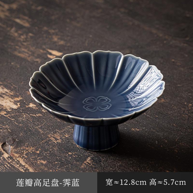 Китайская керамическая тарелка для фруктов на высокой ножке, тарелка для закусок в стиле дзен, тарелка для выпечки Будды, изысканная тарелка для закусок на высокой ножке, помолвочная тарелка