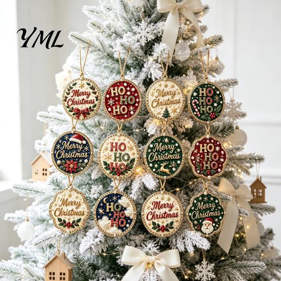 Adult Rhinestone Art Decoration 12Pcs DIY Christmas Painting Ornament Kit, Faux Pearl Stocking Sets Hanging Decor for Adults, Holiday Tree Wreath