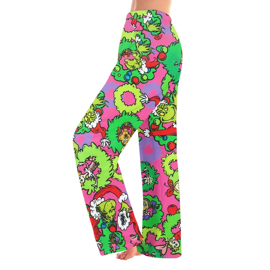 Women  Winter Pants Full Length Long Trousers Flannel Christmas Printed Pants