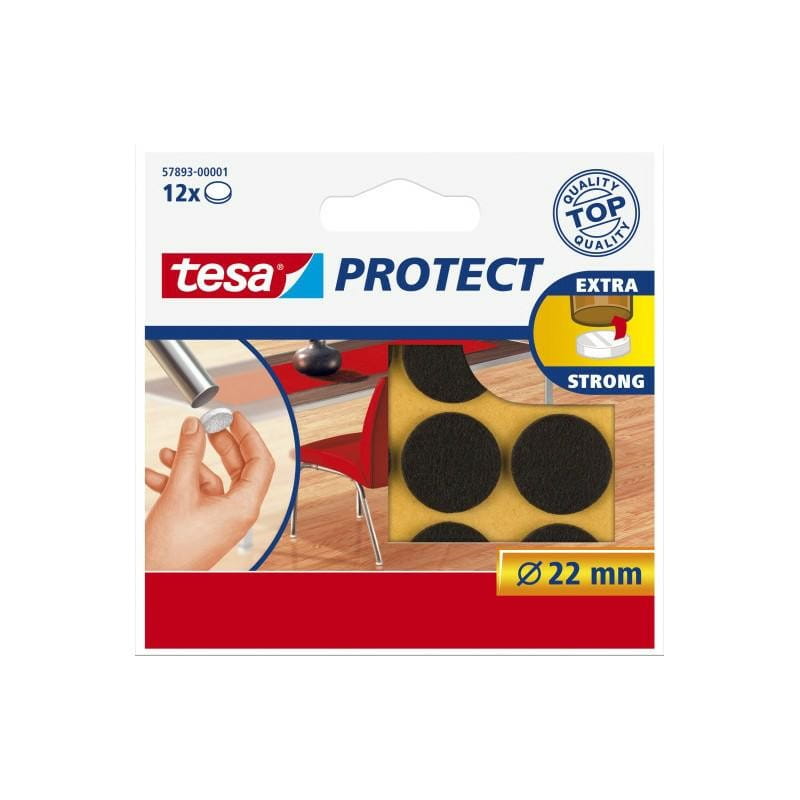 Tesa Felt Pads 22mm Brown 12 Pcs