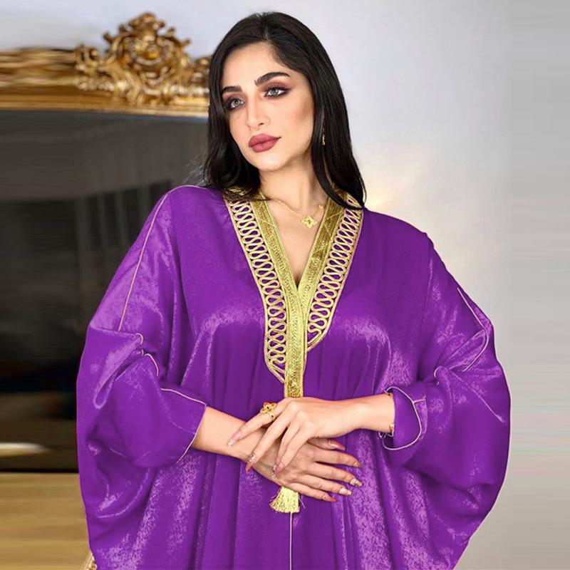 Muslim Clothing Arab Dubai Turkey Bat Sleeve Robe Cardigan Abaya Long Muslim Women'S Clothing