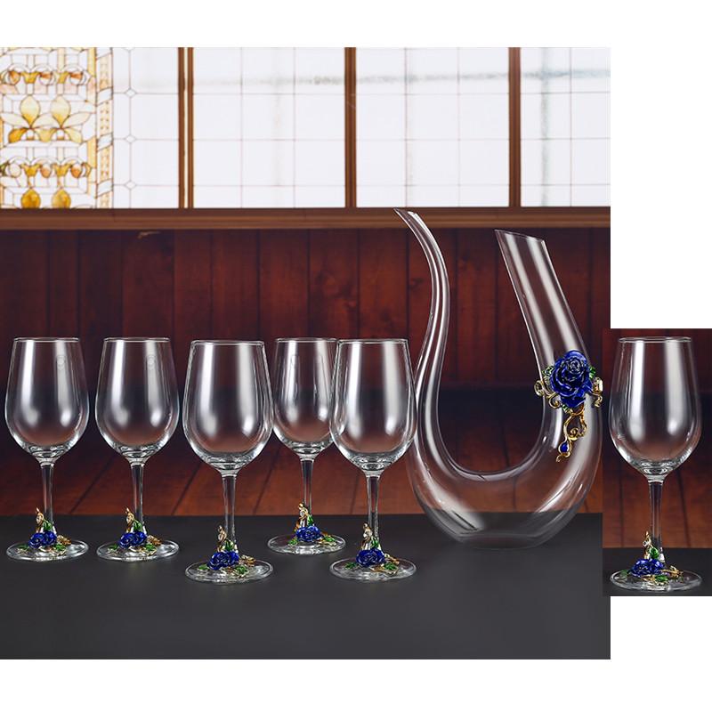 Металлический хрустальный бокал, набор бокалов для красного вина, графин, бутыль, диспенсер для вина, винный набор, барная посуда, барные наборы, посуда для напитков, изысканный подарок