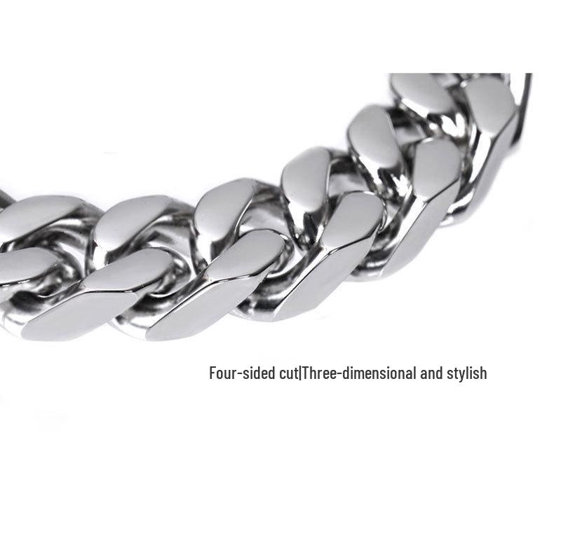 Юджи 10 мм Полированный Титановая Сталь Кубинская Цепь Браслет для Мужчин - Европейский и Американский Хип-Хоп Стиль