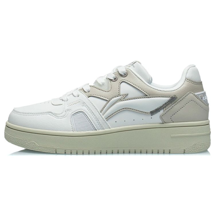 Li-Ning Non-Slip Wear-Resistant Low-Top Skate Shoes Women Sneakers Champagne White AGCR466-3