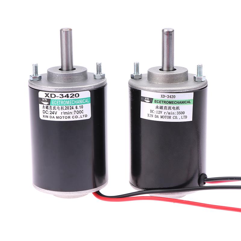 30W 12V-3500Rpm / 24V-7000Rpm 3420 Dc High Speed Motor Speed Adjustable Cw Ccw Threaded Shaft Motor Miniature Dc Small Motor