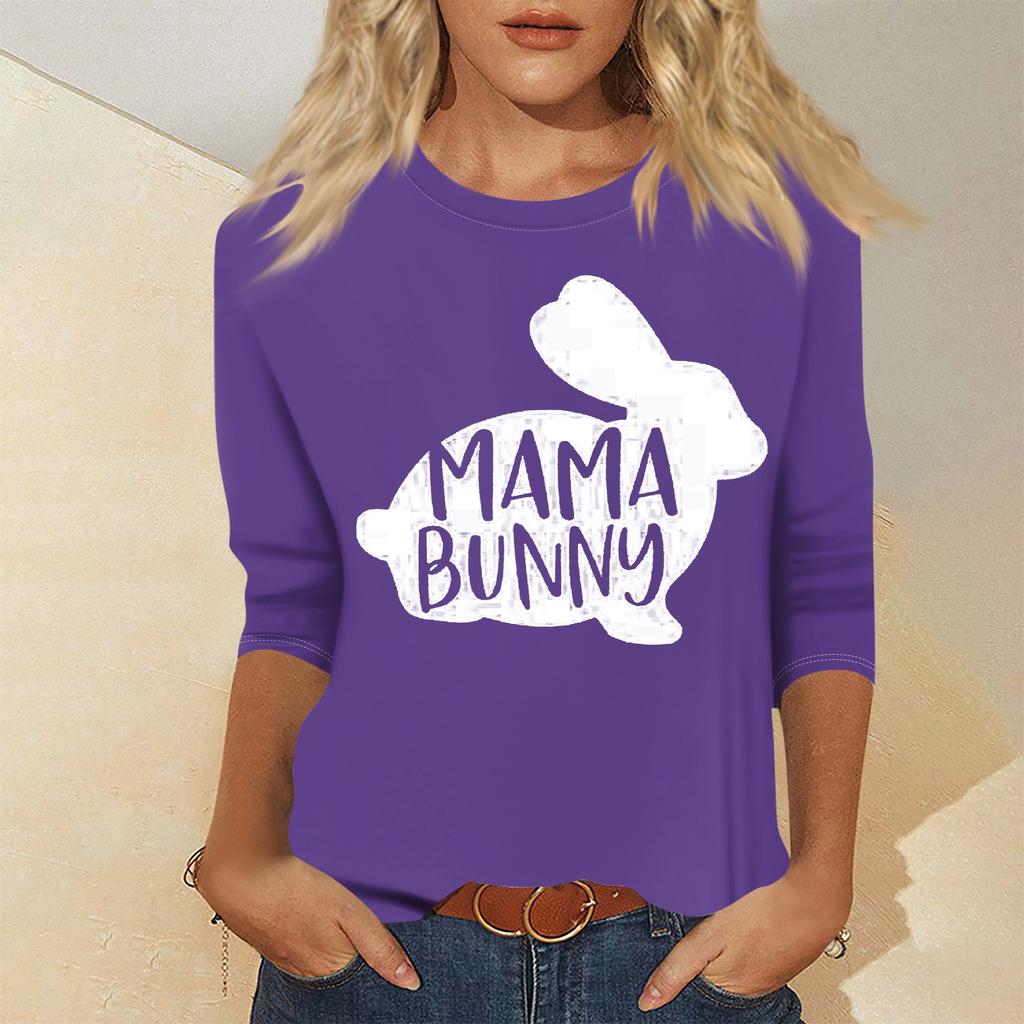 Women's Fashion Casual Seven Sleeve Valentine's Day Printed Pullover Top