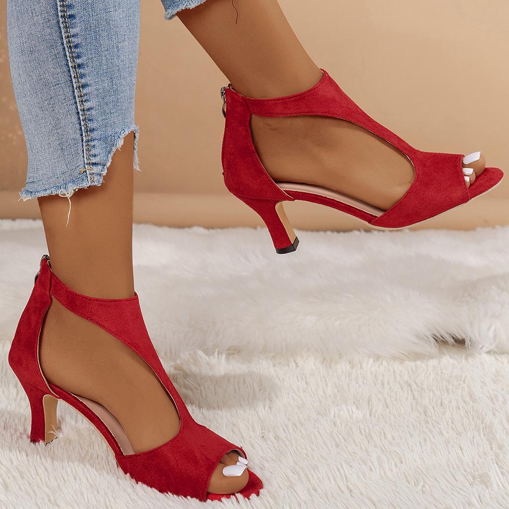 Мода 2025 Лето Горячие Продажи Женские Босоножки на Высоком Каблуке Сексуальный Леопардовый Принт Рыбий Носок Задняя Молния Модные Простые Женские Туфли Большого Размера